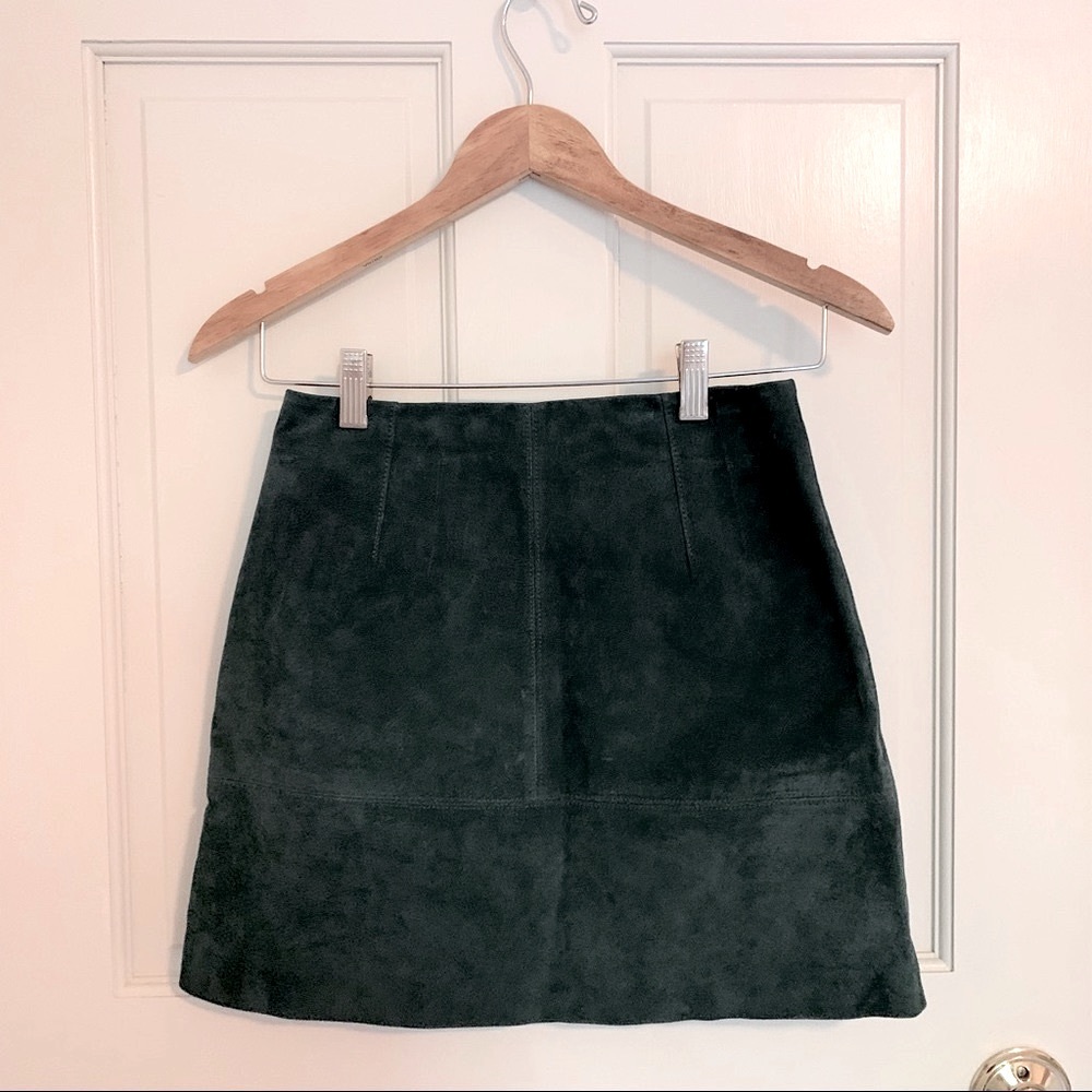 BOGO H&M Suede Dark Green Mini Skirt practically new